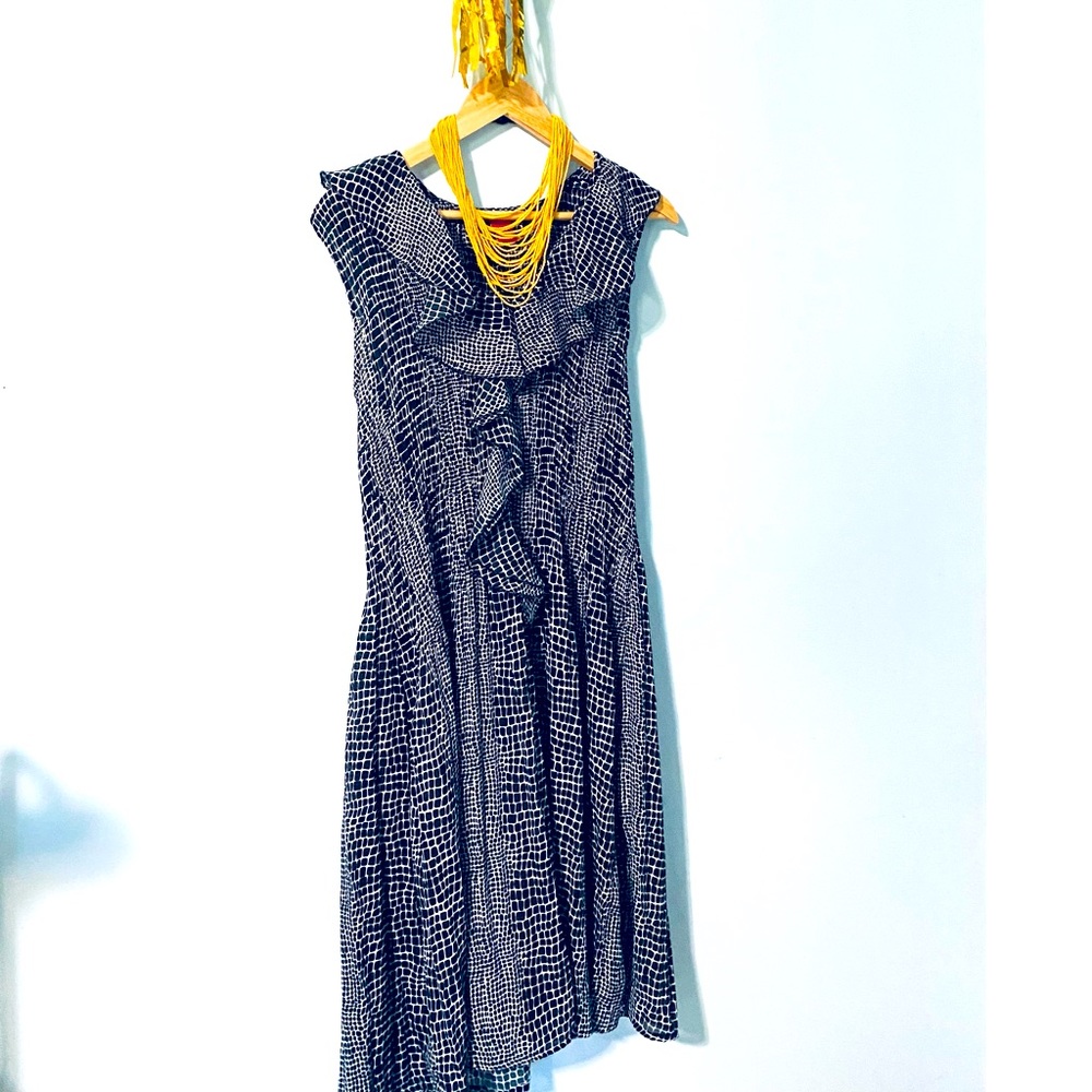 Sunny Leigh B&W Animal Print Ruffle Dress